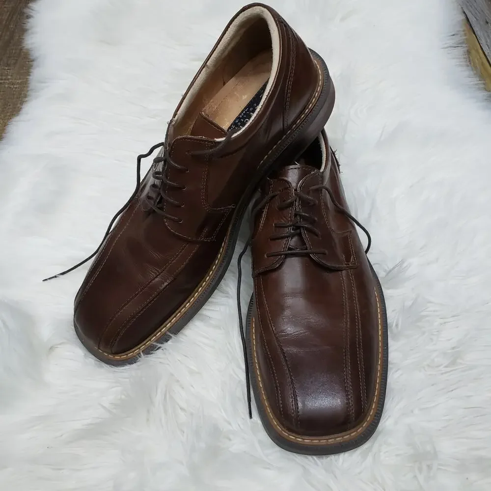 Skechers City of Angels Italy Made Men 12 Brown Square Toe Lace up Oxford Shoes